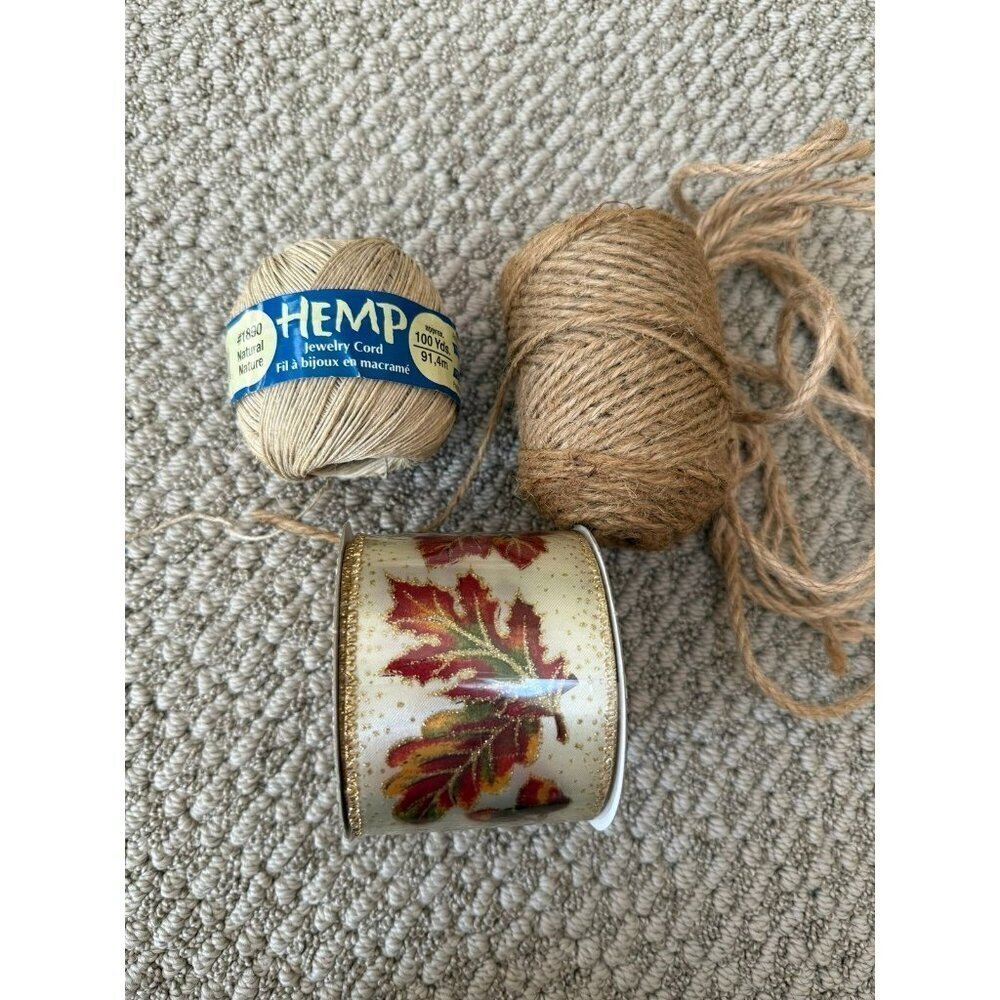 NWT Fall Leaf Ribbon Spool | Tweed and Hemp Jewelry Cord | Arts & Crafts